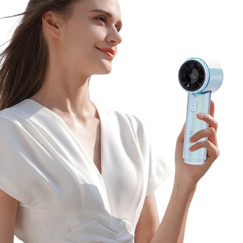 Handheld Fan 3000mAh Rechargeable 100-level Speed Adjustable Desktop Fan Cooling Fan for Travel Camping Outdoor