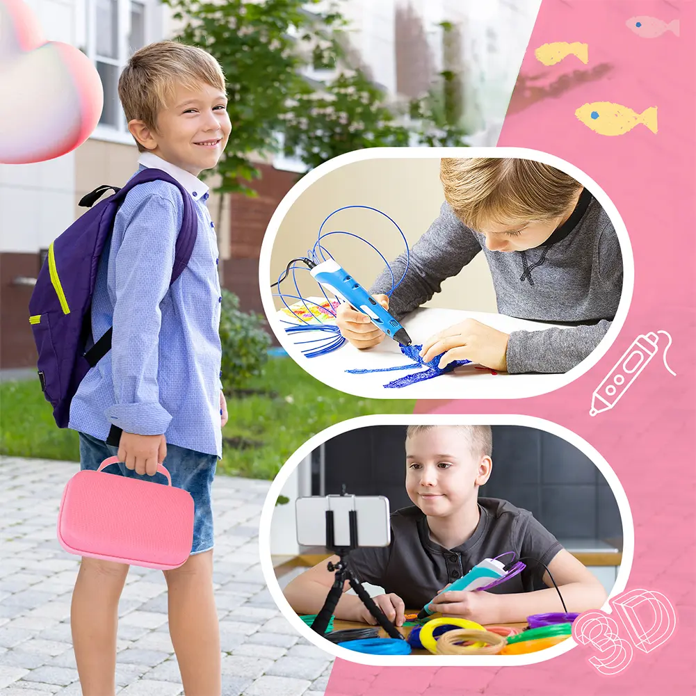 Hard Carrying Case for SCRIB3D P1 3D Printing Pen/MYNT3D Super 3D Pen Shockproof with Mesh Pocket for Printing Pens Accessories