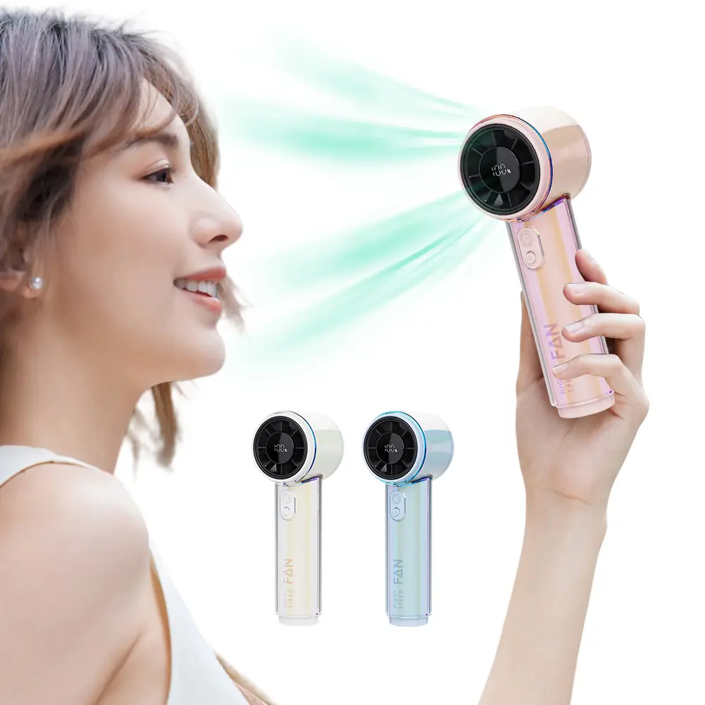 Handheld Fan 3000mAh Rechargeable 100-level Speed Adjustable Desktop Fan Cooling Fan for Travel Camping Outdoor