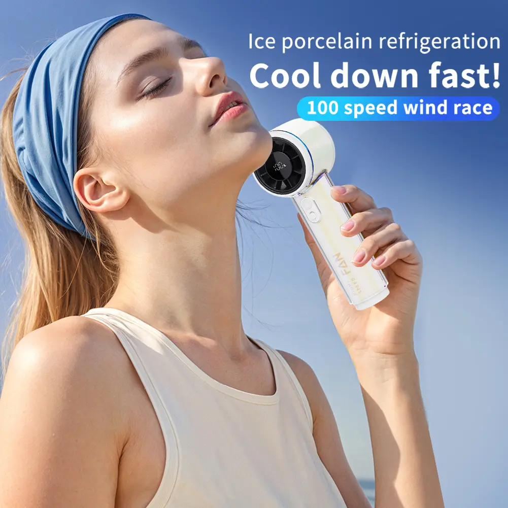 Handheld Fan 3000mAh Rechargeable 100-level Speed Adjustable Desktop Fan Cooling Fan for Travel Camping Outdoor