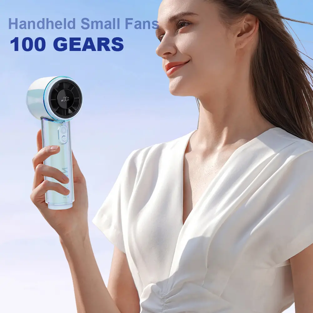 Handheld Fan 3000mAh Rechargeable 100-level Speed Adjustable Desktop Fan Cooling Fan for Travel Camping Outdoor