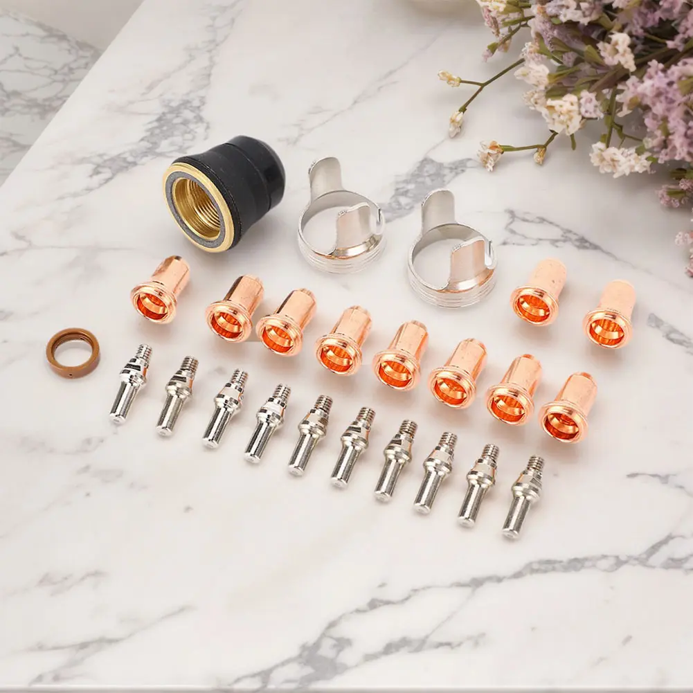 24Pcs Plasma Cutter Nozzle Kit Plasma Torch Tip Electrode Nozzle Plasma Cutter Consumables for YESWELDER CUT 55DS Pro & CUT 65DS