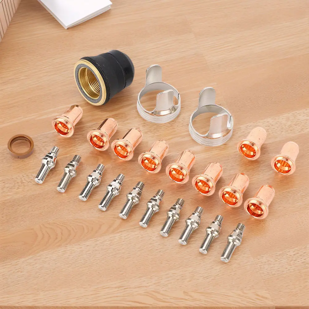 24Pcs Plasma Cutter Nozzle Kit Plasma Torch Tip Electrode Nozzle Plasma Cutter Consumables for YESWELDER CUT 55DS Pro & CUT 65DS