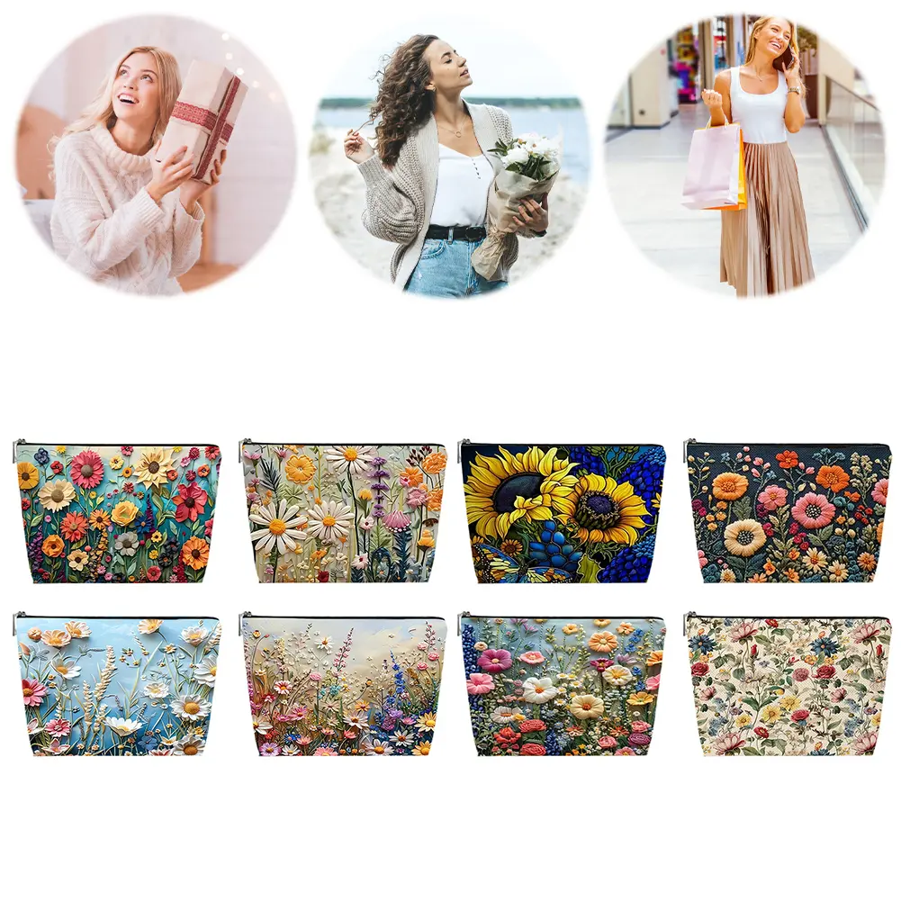 4Pcs Floral Makeup Bag Make Up Traveling Storage Tote Large Capacity Portable Cosmetic Pouch Travel Wash Bag Travel Cosmetic Bag