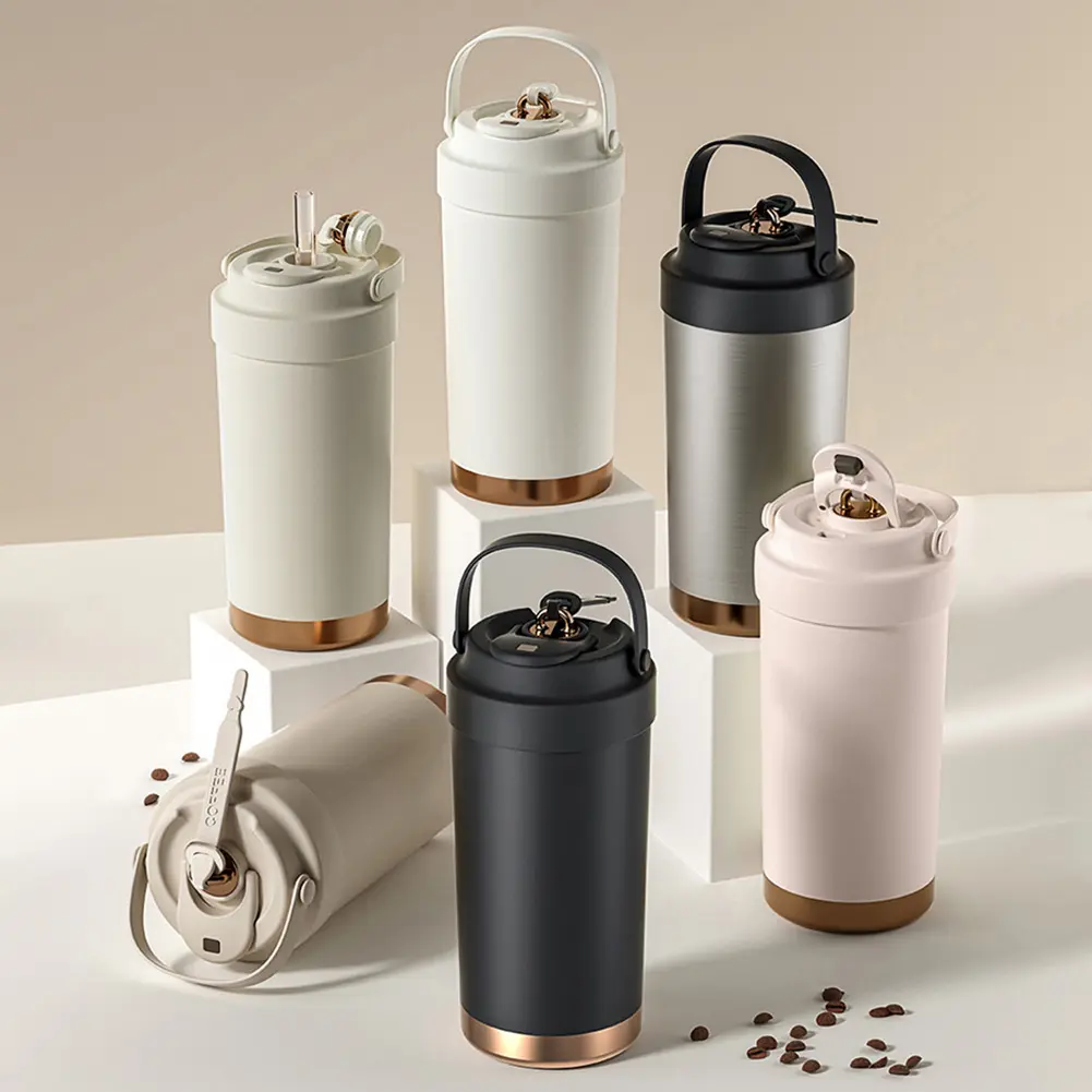 Insulated Tumbler with Lid and Straw Stainless Steel Travel Coffee Mug with Handle Water Tumbler for Office School Party Camping