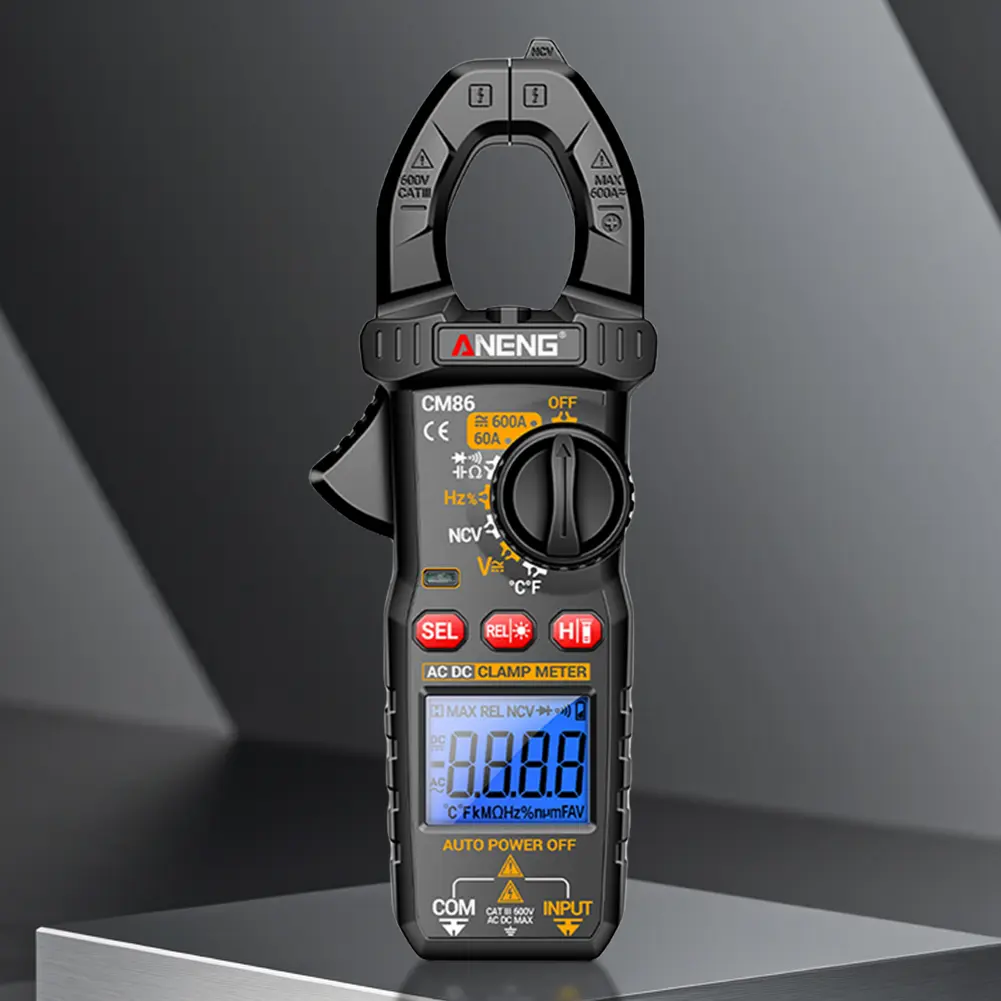 AC/DC Clamp Meter with Cable Professional Digital Multimeter Overload Protection NCV Voltage Detection Tool for Home Office Use