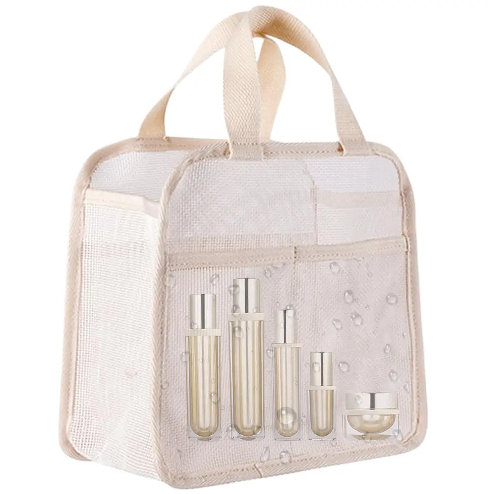 PVC Travel Storage Bag Transparent 3Pcs Travel Organizer Bag Wear Resist Portable Mesh Bag Bathroom Shower Travel Bag