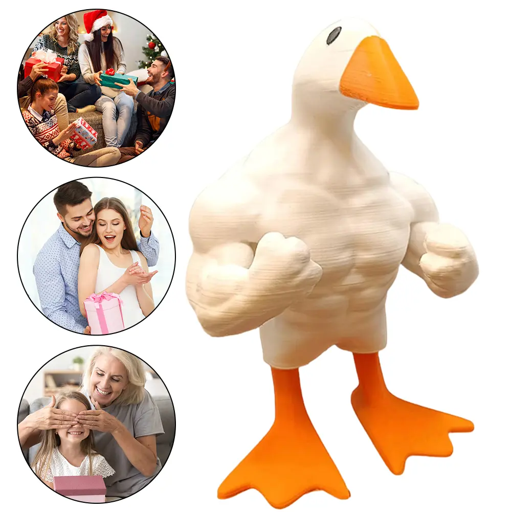 Magnetic Goose Key Holder Muscular Duck Statue Ornament Funny Goose Statue Keychain Resin Cute Prank Gag Housewarming Gift