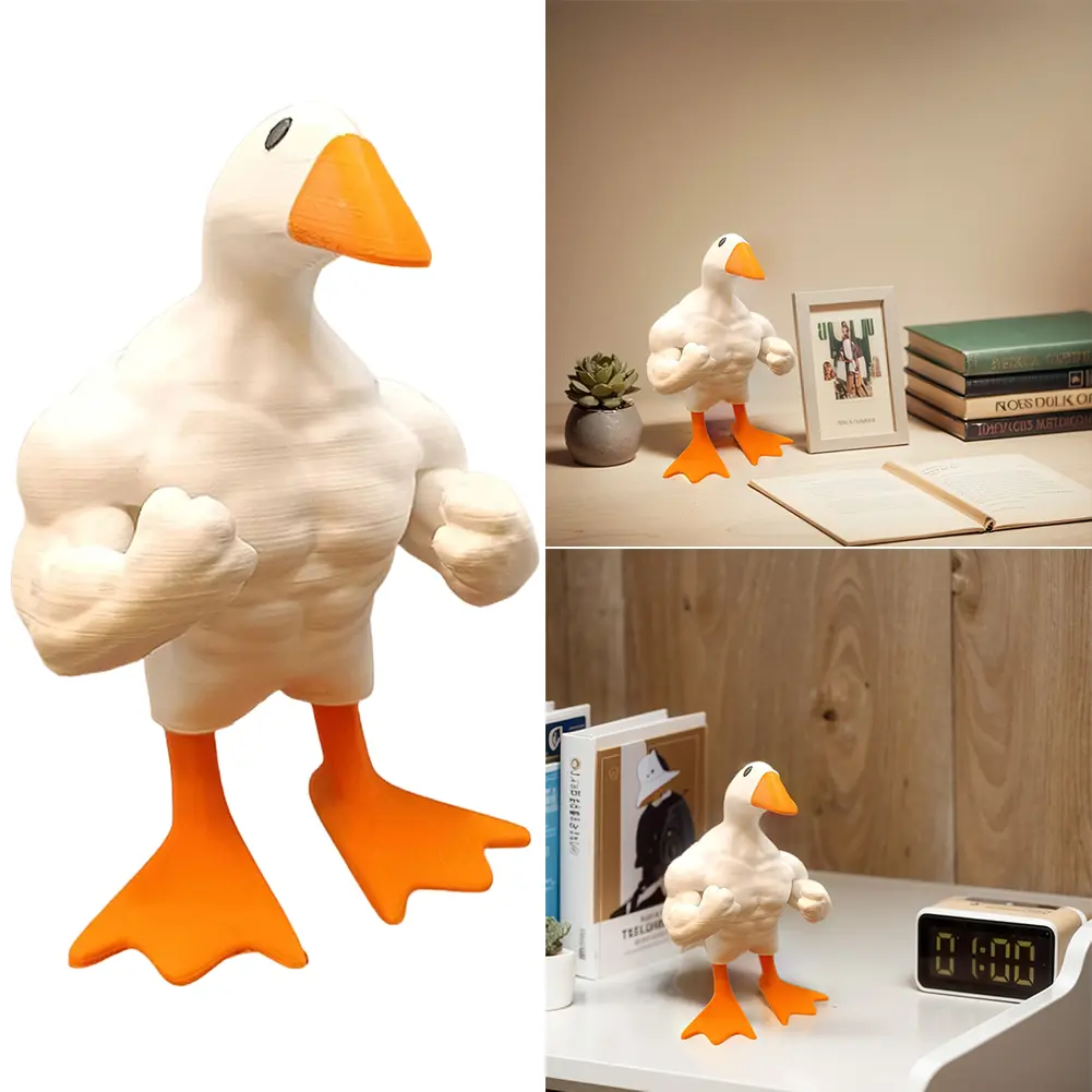 Magnetic Goose Key Holder Muscular Duck Statue Ornament Funny Goose Statue Keychain Resin Cute Prank Gag Housewarming Gift