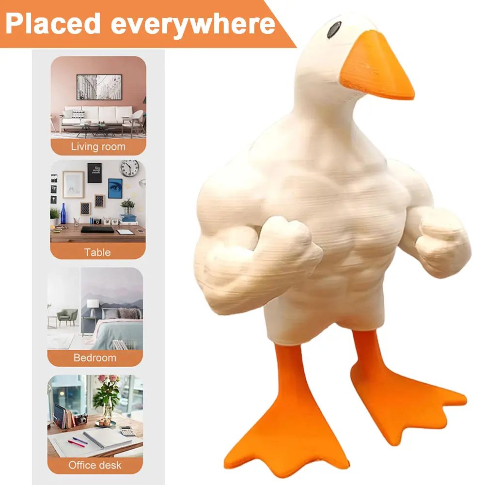 Magnetic Goose Key Holder Muscular Duck Statue Ornament Funny Goose Statue Keychain Resin Cute Prank Gag Housewarming Gift