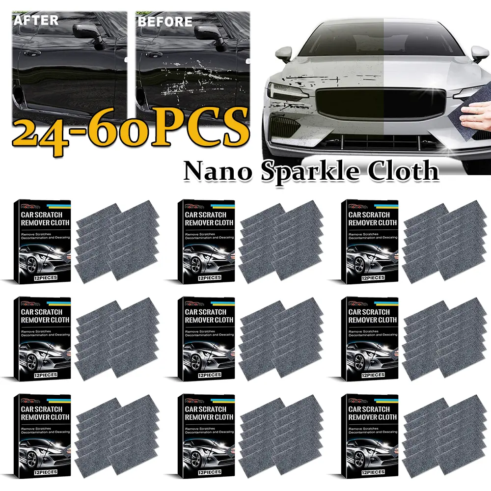 24-60PCS Sparkle Cloth Car Paint Scratch Remover Cloth Easily Repair Paint Scratches Nano Magic Cloth for Car Paint Repairing