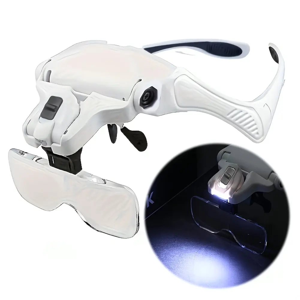 LED Head Magnifier with 2 LED Lights Hands Free Headband Magnifying Glasses LED Illuminated Headband Magnifie Headband Magnifier