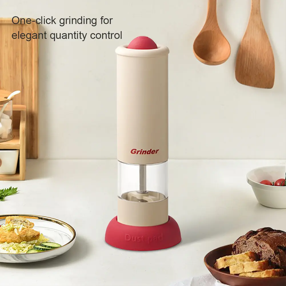 Household Grain Grinder USB Rechargeable Automatic Salt Pepper Mill One-Hand Operation Spice Seasoning Bottle for Home Kitchen