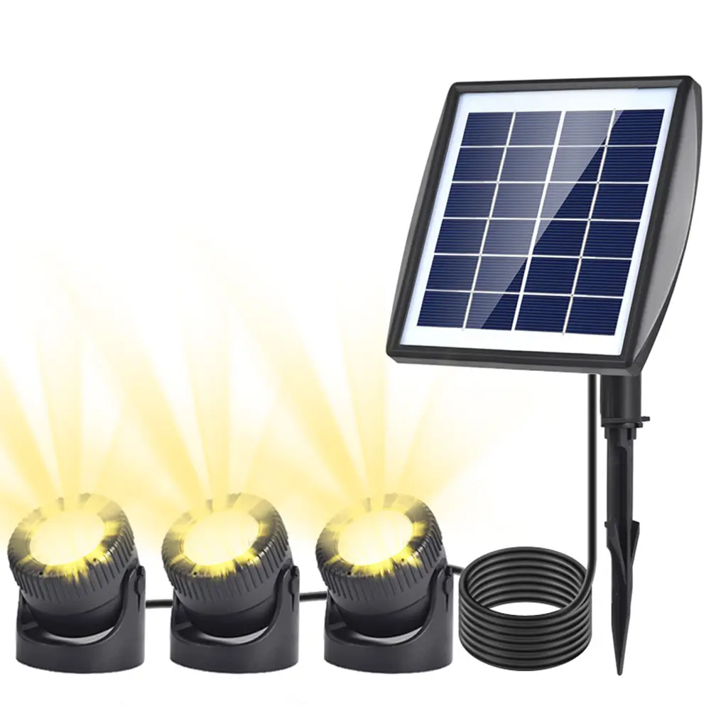 Solar Pond Lights IP68 Waterproof Submersible LED Lights Auto On/Off Underwater Solar Lights 3 Light Modes for Garden Yard Porch