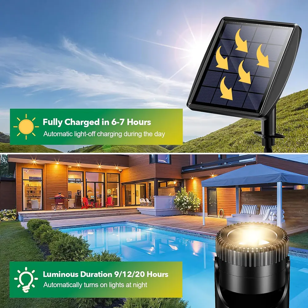 Solar Pond Lights IP68 Waterproof Submersible LED Lights Auto On/Off Underwater Solar Lights 3 Light Modes for Garden Yard Porch