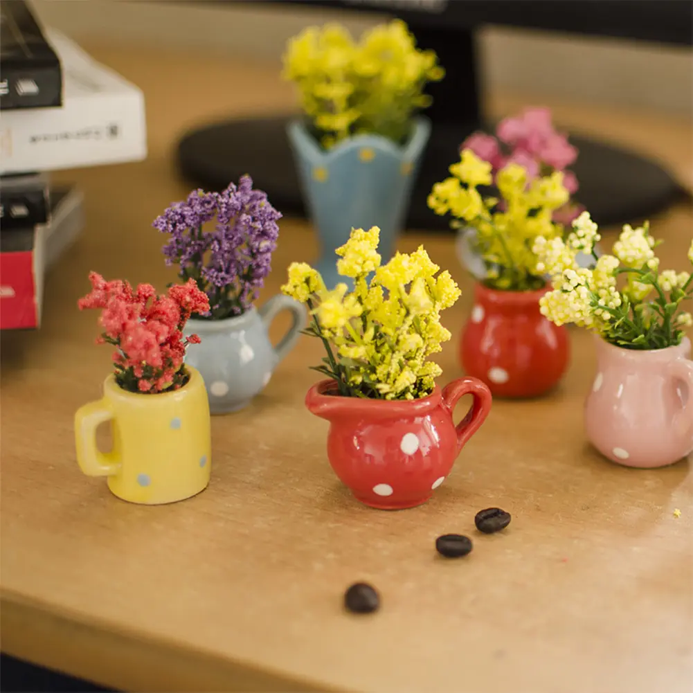 8pcs Funny Mini Plant Magnets Mini Ceramic Vase Fridge Magnets Flower Vase Refrigerator Magnets for Kitchen Home Decor