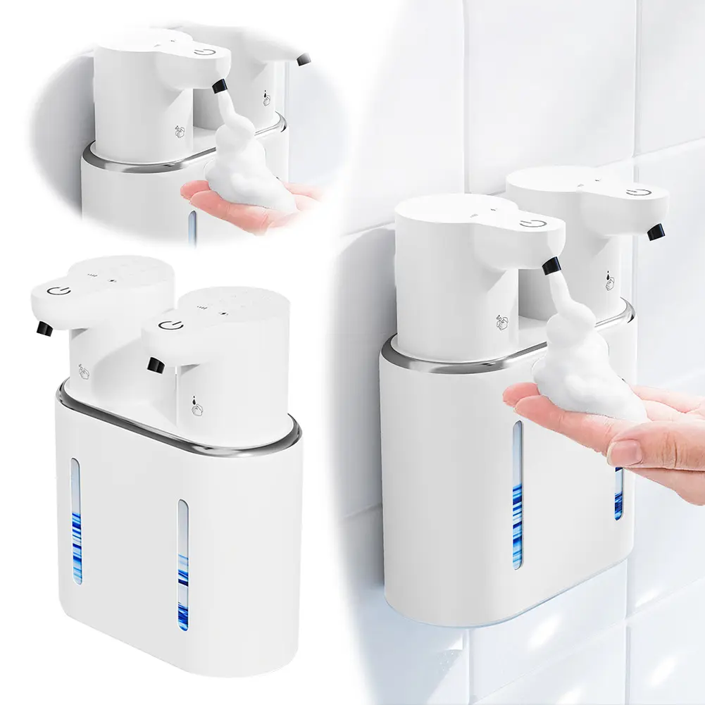 Double Head Hand Soap Dispenser Touchless Dish Soap Dispenser USB Rechargeable Electric Soap Dispenser for Kitchen and Bathroom