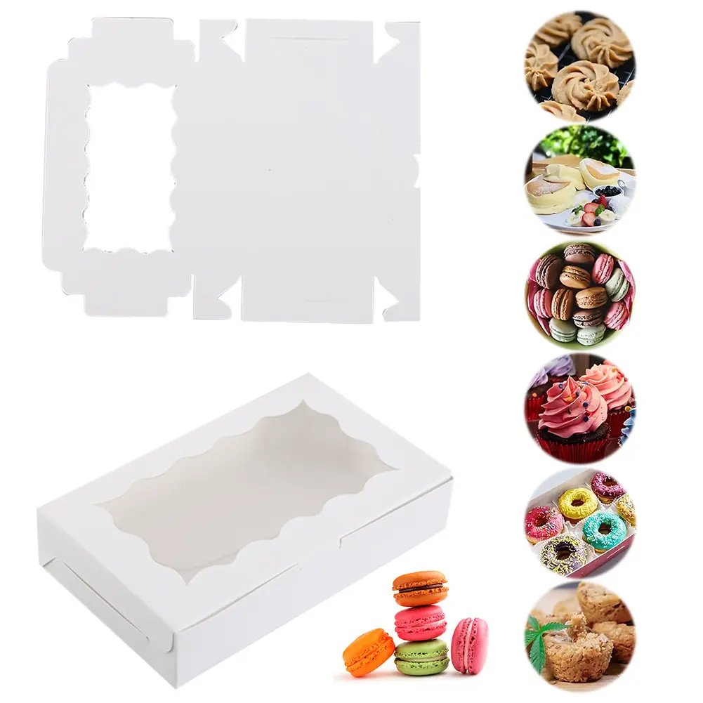 30 Pack Kraft Bakery Box with Window Bakery Candy Box Treat Dessert Box for Pastry Biscuit Macaron Pie Candy Donuts