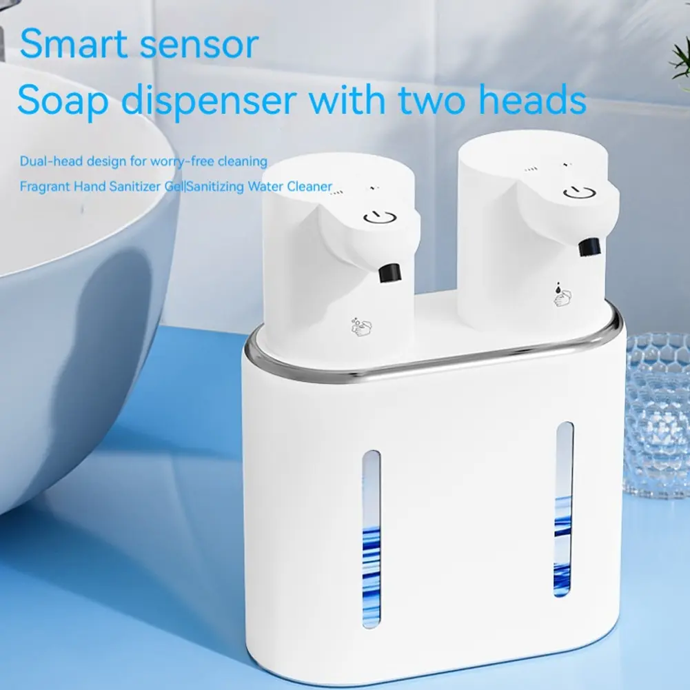 Double Head Hand Soap Dispenser Touchless Dish Soap Dispenser USB Rechargeable Electric Soap Dispenser for Kitchen and Bathroom