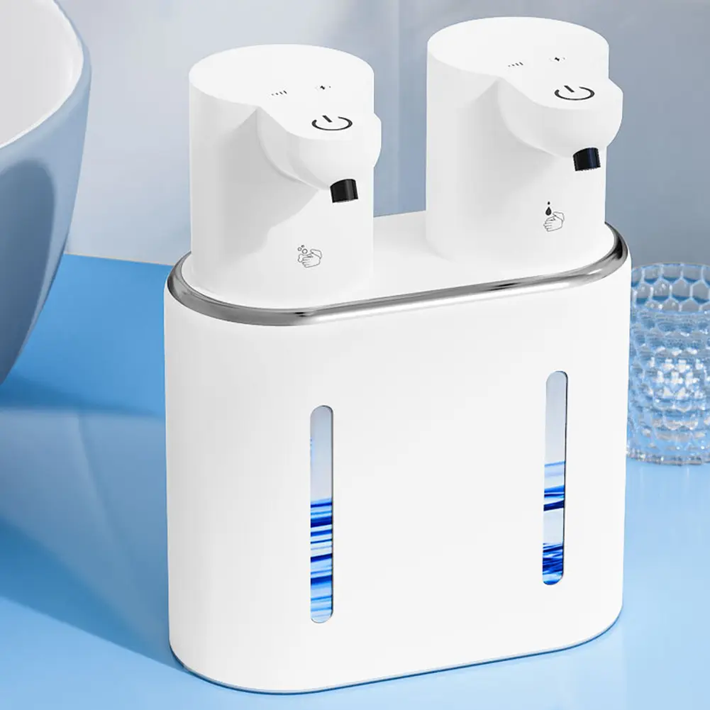 Double Head Hand Soap Dispenser Touchless Dish Soap Dispenser USB Rechargeable Electric Soap Dispenser for Kitchen and Bathroom