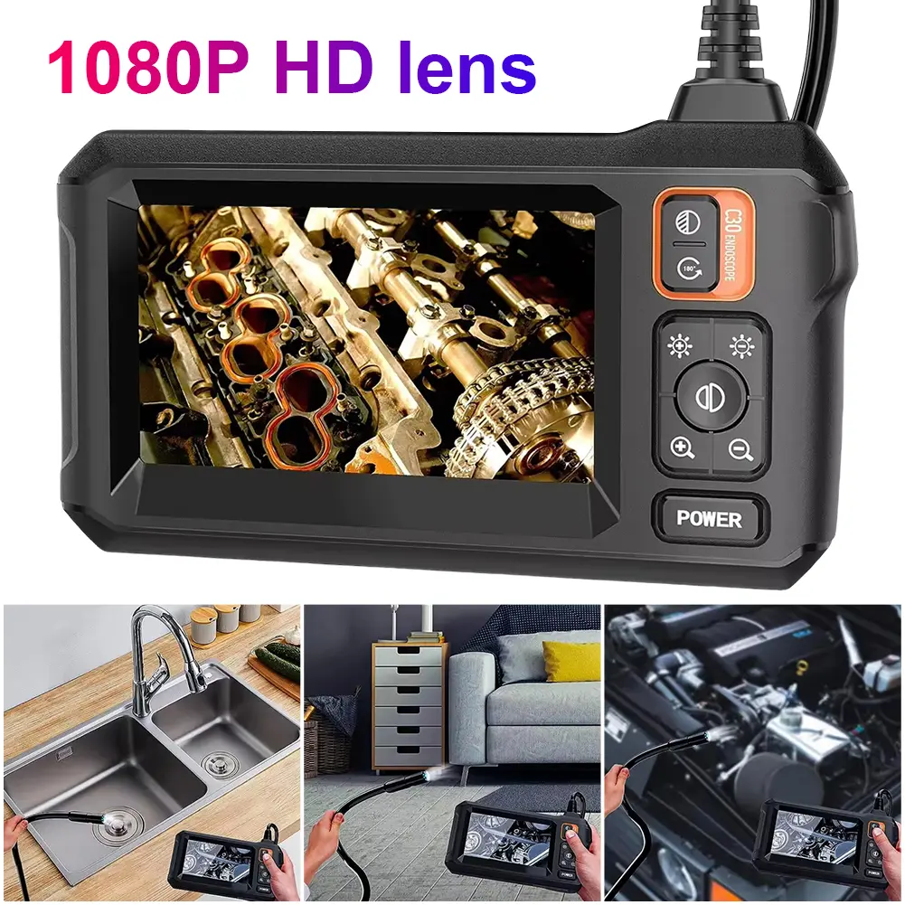 1080P HD Industrial Endoscope Camera IP67 Waterproof Single Lens Inspection Borescope Camera USB Rechargeable 2000mAh for Sewer