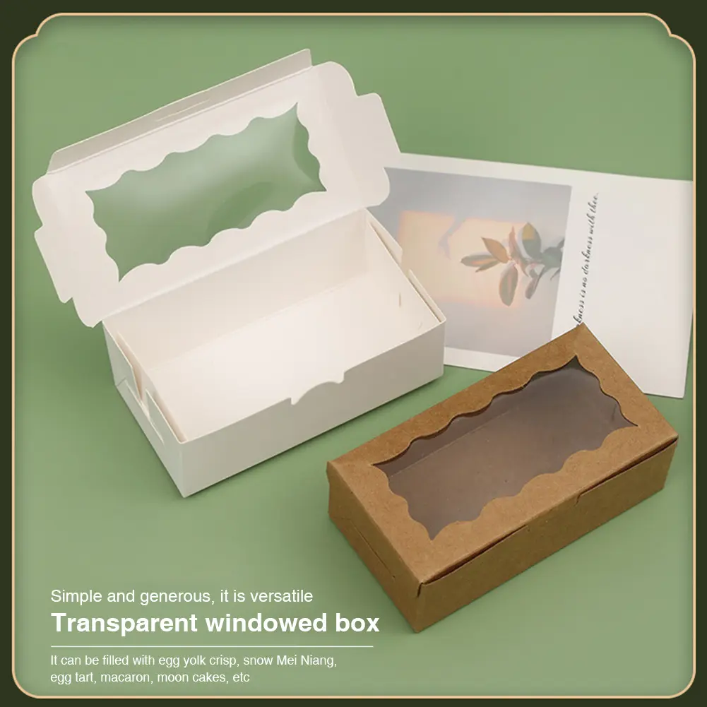 30 Pack Kraft Bakery Box with Window Bakery Candy Box Treat Dessert Box for Pastry Biscuit Macaron Pie Candy Donuts