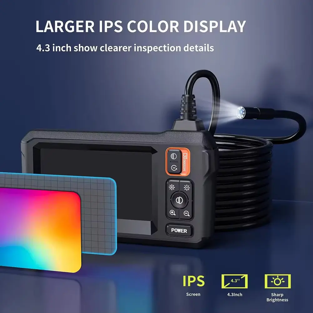 1080P HD Industrial Endoscope Camera IP67 Waterproof Single Lens Inspection Borescope Camera USB Rechargeable 2000mAh for Sewer