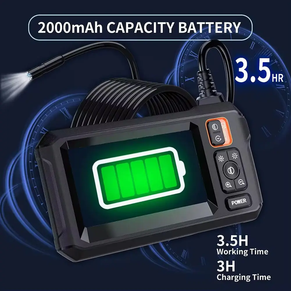 1080P HD Industrial Endoscope Camera IP67 Waterproof Single Lens Inspection Borescope Camera USB Rechargeable 2000mAh for Sewer