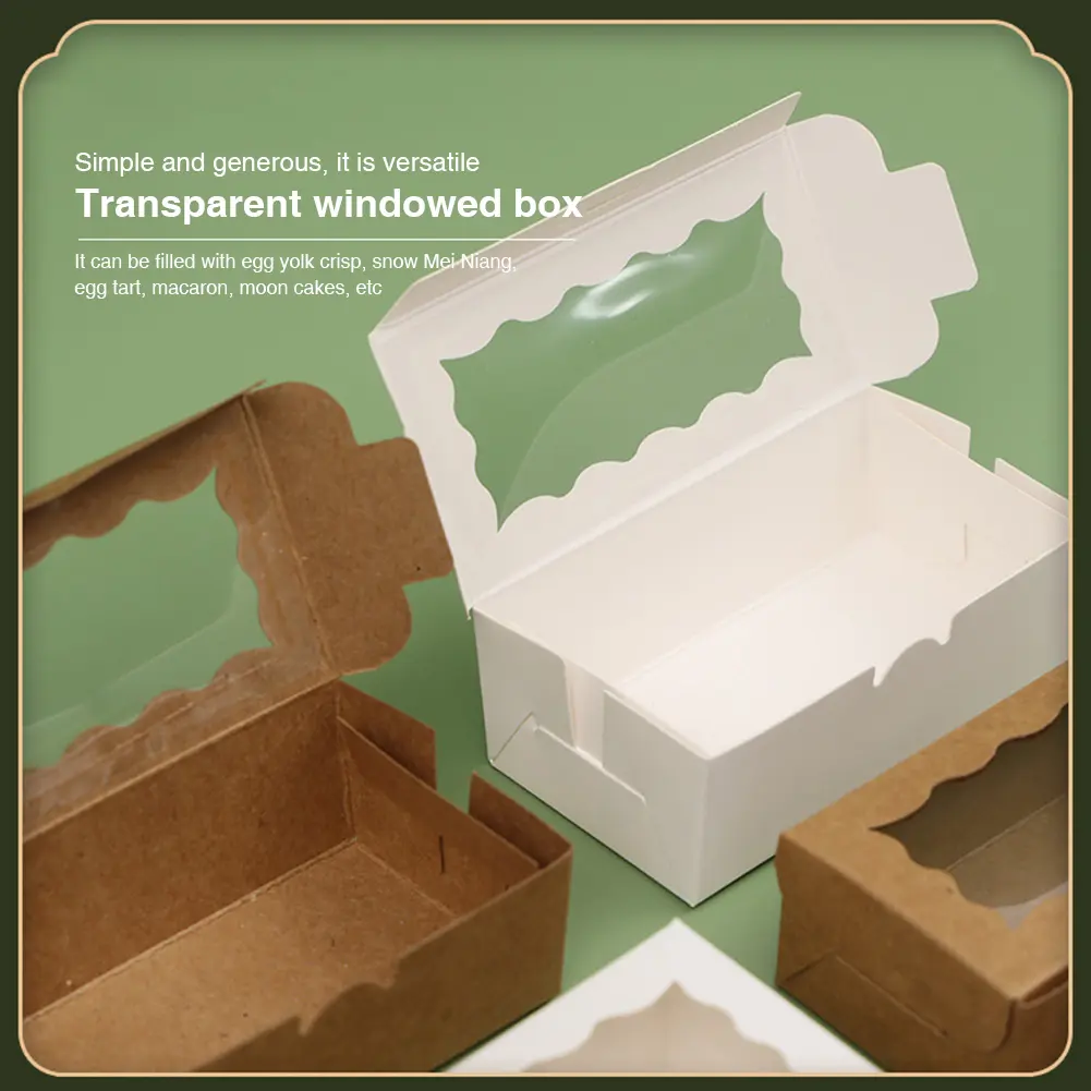 30 Pack Kraft Bakery Box with Window Bakery Candy Box Treat Dessert Box for Pastry Biscuit Macaron Pie Candy Donuts