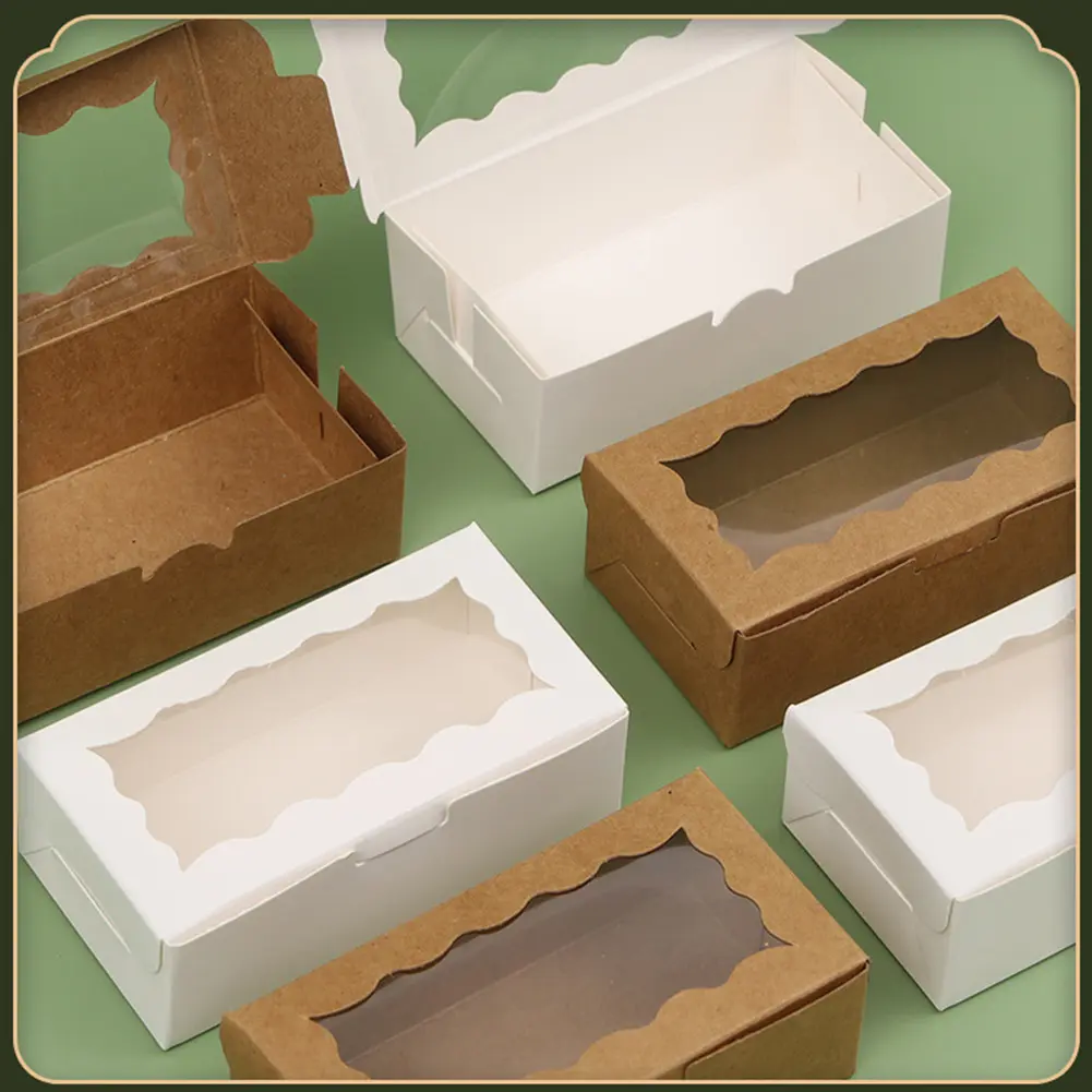 30 Pack Kraft Bakery Box with Window Bakery Candy Box Treat Dessert Box for Pastry Biscuit Macaron Pie Candy Donuts