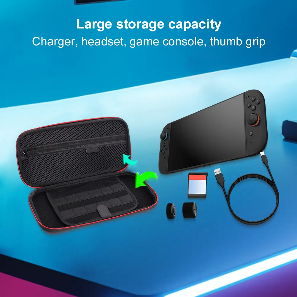 Game Console Storage Case with 8 Slots Storage Box Portable Travel Organiser Large Capacity Console Protective Handbag for NS2
