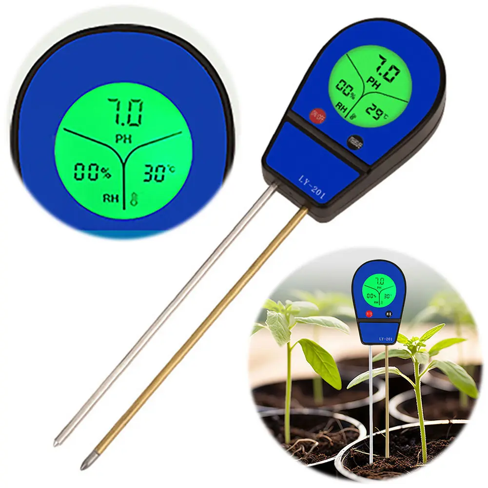3 in 1 Digital Soil Meter PH/Moisture/Temperature Soil Tester Backlight LCD Display for Gardening Farming and Outdoor Plants