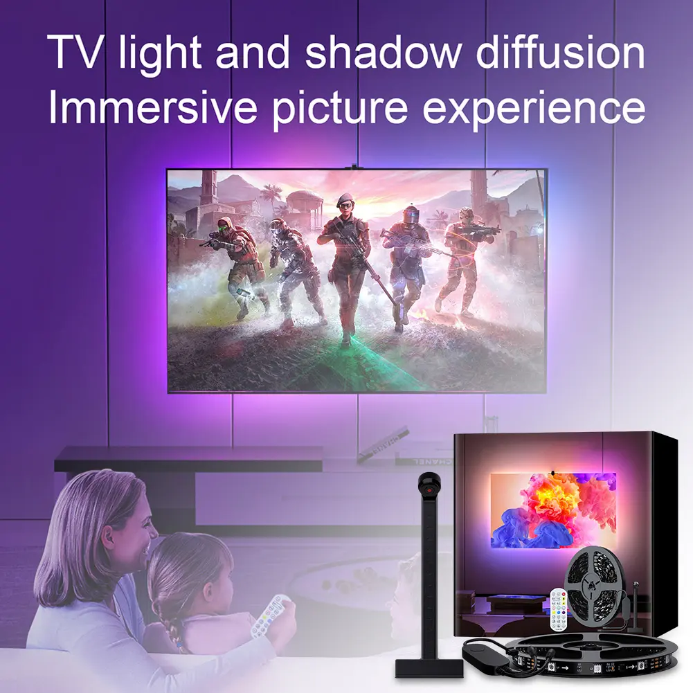 LED TV Light Synchronous Changing with TV LED Immersion TV Backlight APP & Remote Control for Living Room Game Room