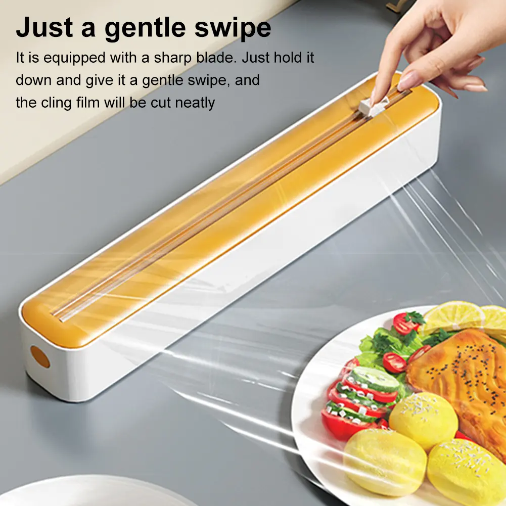 Plastic Wrap Dispenser with Cutter Food Cling Film Cutter Magnetic Film Wrap Dispenser Food Film Dispenser Kitchen Accessories