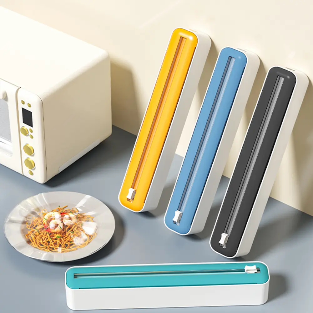 Plastic Wrap Dispenser with Cutter Food Cling Film Cutter Magnetic Film Wrap Dispenser Food Film Dispenser Kitchen Accessories
