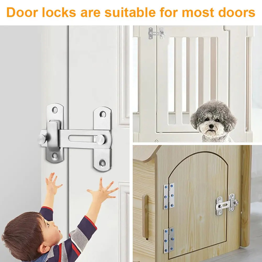 16Pcs Gate Latches Stainless Steel Door Buckle Anti-Theft Door Bolt Safety Door Lock for Barn Door Window Cabinet