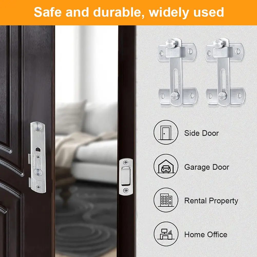 16Pcs Gate Latches Stainless Steel Door Buckle Anti-Theft Door Bolt Safety Door Lock for Barn Door Window Cabinet