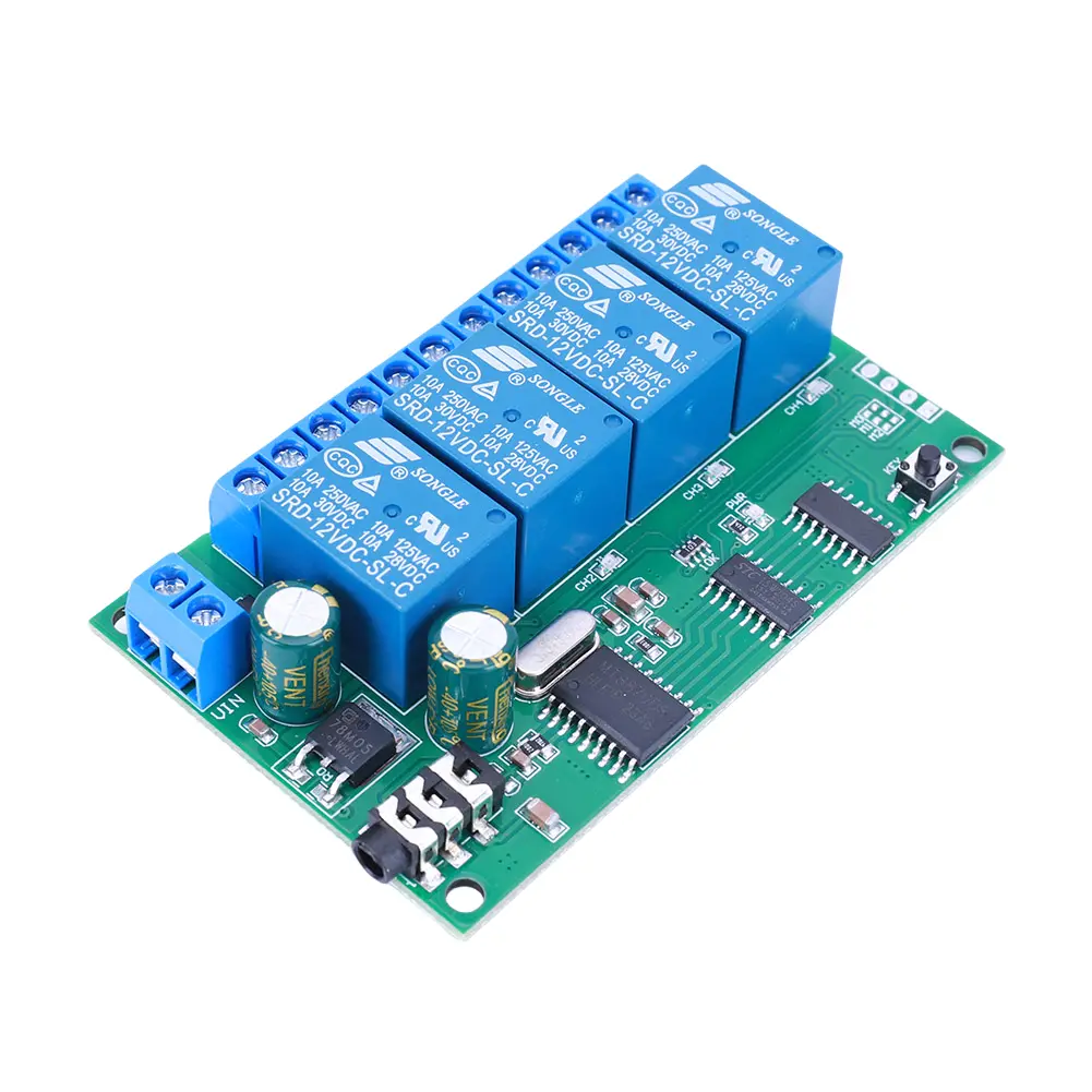 AD22B04 4 Channel DTMF Audio Controller Decoder Relay Non-Locking/Self-Locking/Interlocking/Time Delay for LED Motor Smart Home