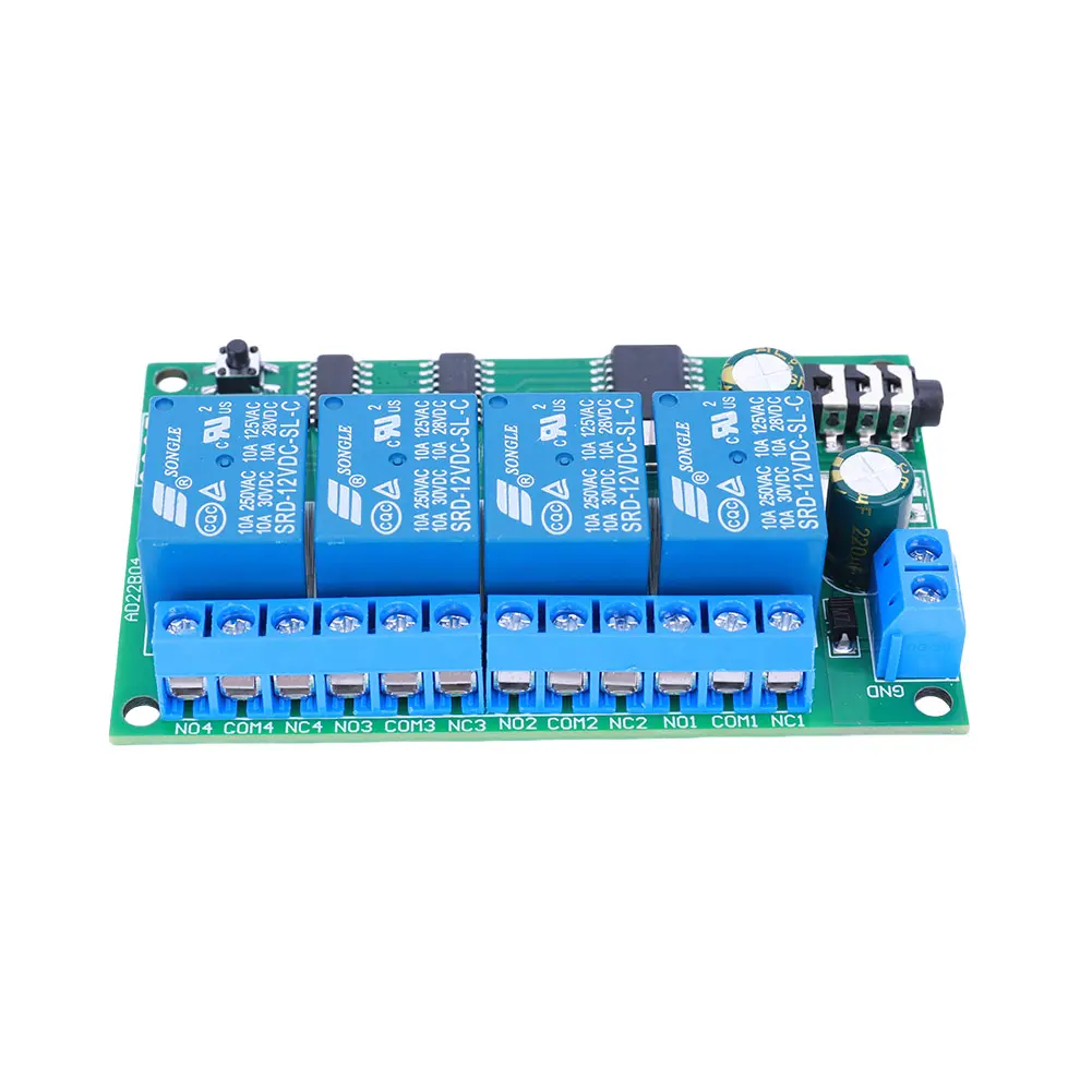 AD22B04 4 Channel DTMF Audio Controller Decoder Relay Non-Locking/Self-Locking/Interlocking/Time Delay for LED Motor Smart Home