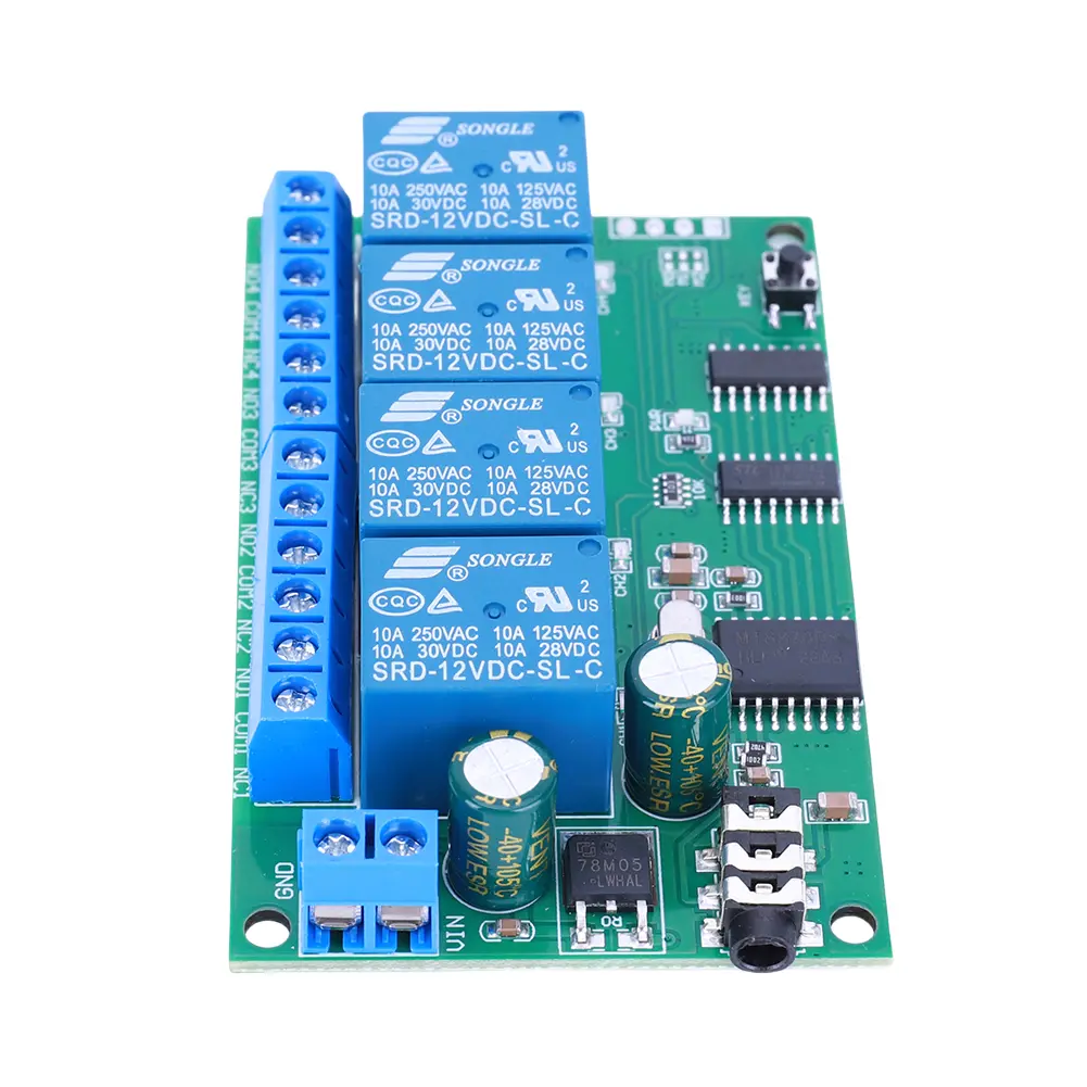AD22B04 4 Channel DTMF Audio Controller Decoder Relay Non-Locking/Self-Locking/Interlocking/Time Delay for LED Motor Smart Home