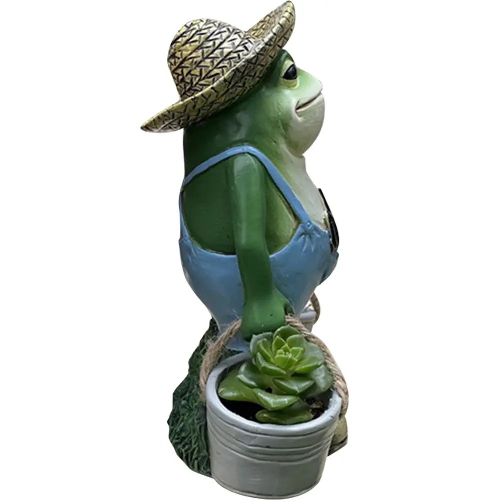 Funny Frogs Garden Statue Resin Frog Potted Ornament Creative Small Frog Figurine Planter for Indoor Outdoor Decor