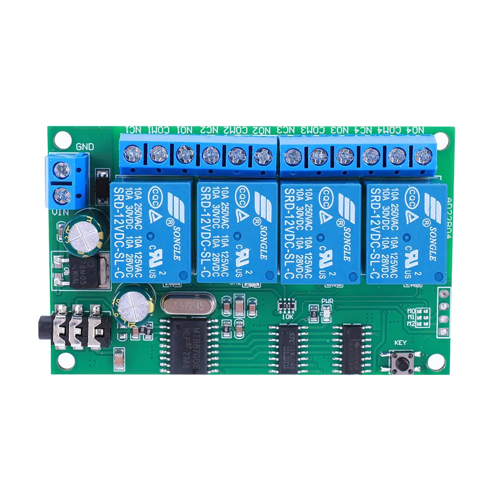 AD22B04 4 Channel DTMF Audio Controller Decoder Relay Non-Locking/Self-Locking/Interlocking/Time Delay for LED Motor Smart Home