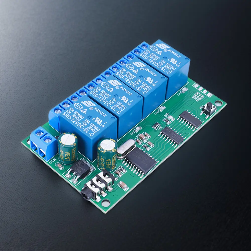 AD22B04 4 Channel DTMF Audio Controller Decoder Relay Non-Locking/Self-Locking/Interlocking/Time Delay for LED Motor Smart Home