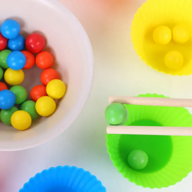 Wooden Montessori Clip Beads Toy Fine Motor Training Color Sorting Matching Early Learning Educational Toys For Children Kids