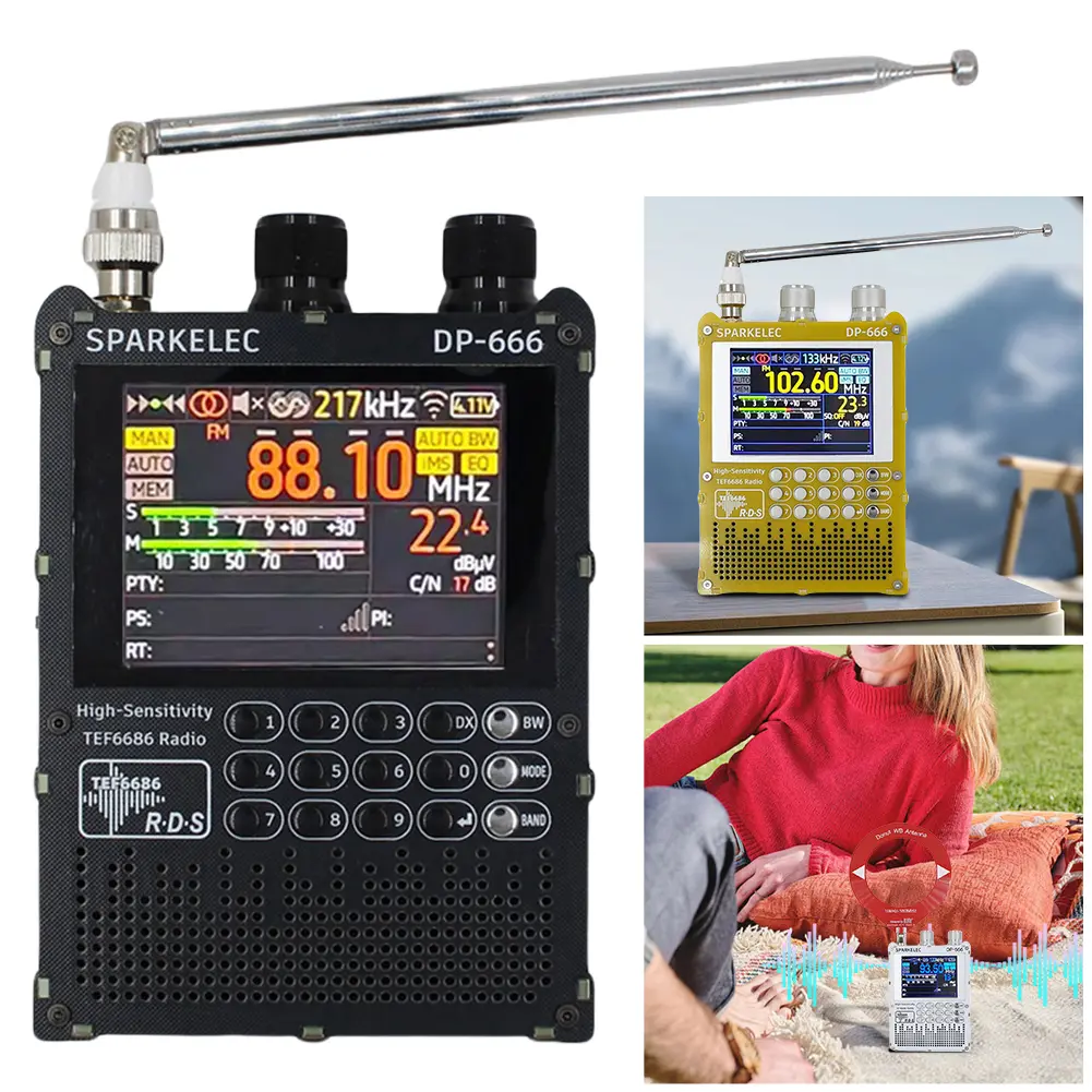 DP-666 TEF6686 High Sensitivity Full Band FM AM Short Wave Radio with LCD Display DSP Full Band Portable Radio