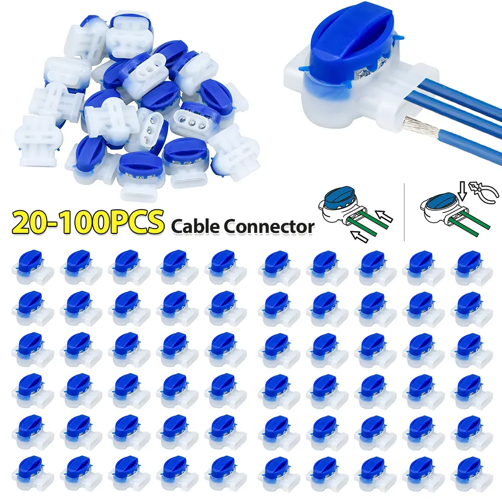 20-100PCS Waterproof Connector/Connection Clamps Cable Connector Without Stripping for Gardena/Husqvarna/Worx/Robomow Lawnmower