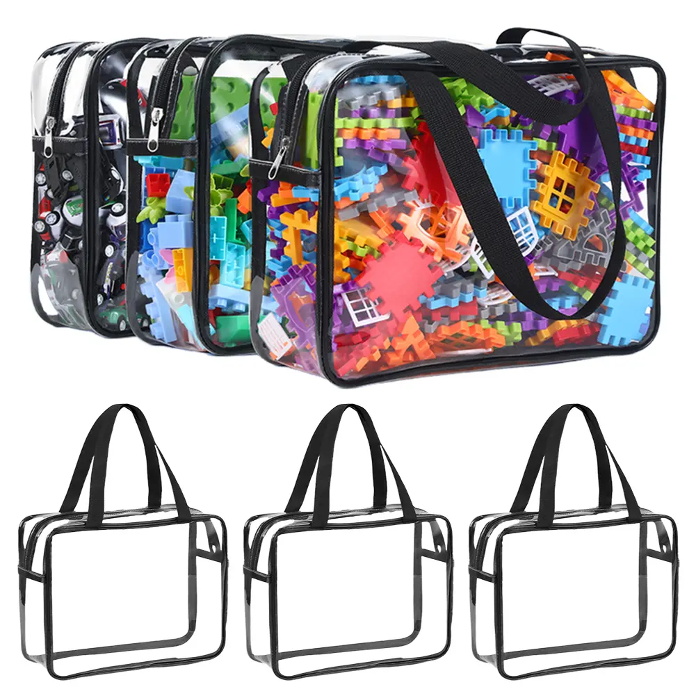6PCS PVC Zipper Travel Storage Bag Dust-Proof & Waterproof Reusable Large Organizer Bag for Board Games Building Blocks Puzzles