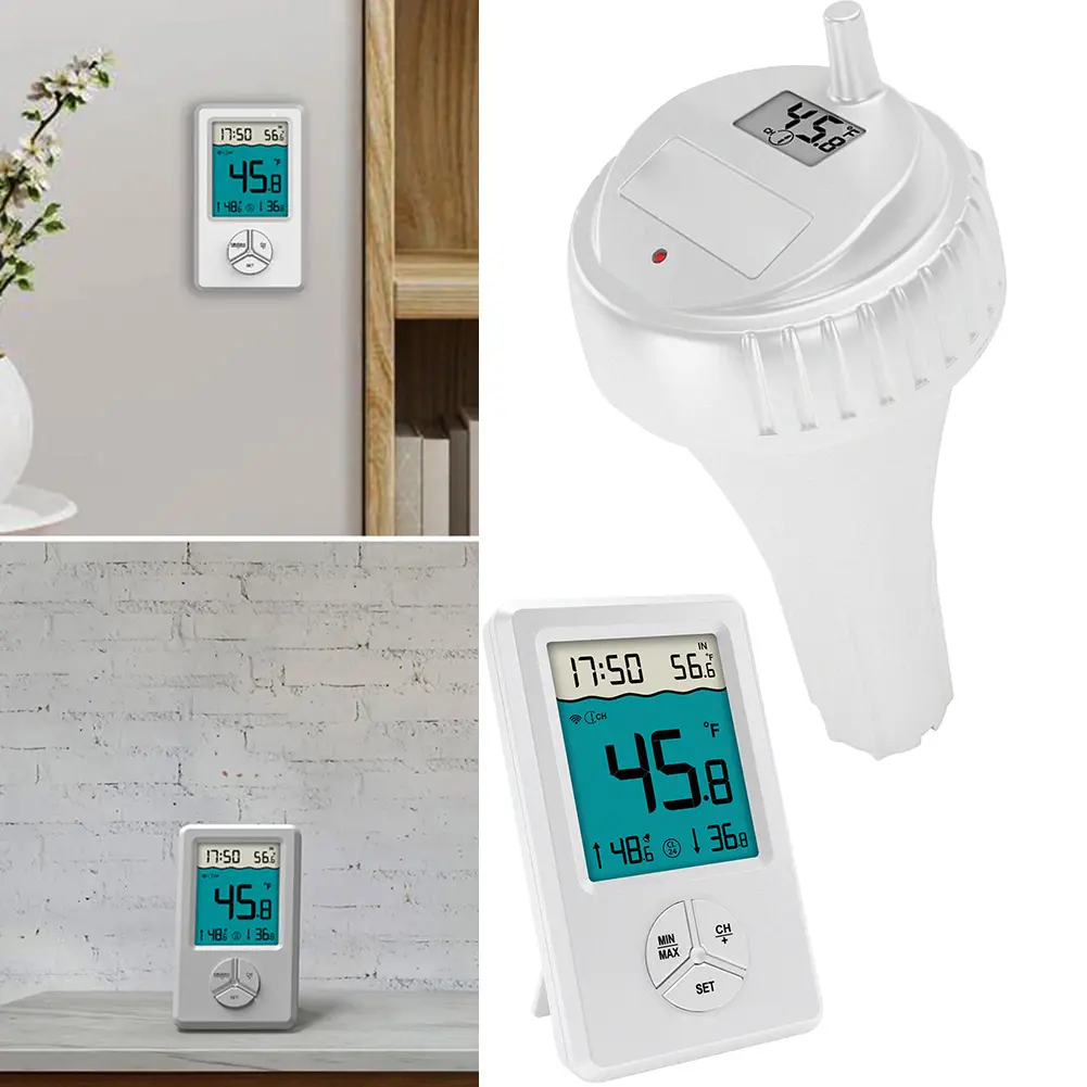 Wireless Floating Thermometer with Indoor Temperature Monitor Digital Pool Thermometer Easy Read Water Temperature Thermometer