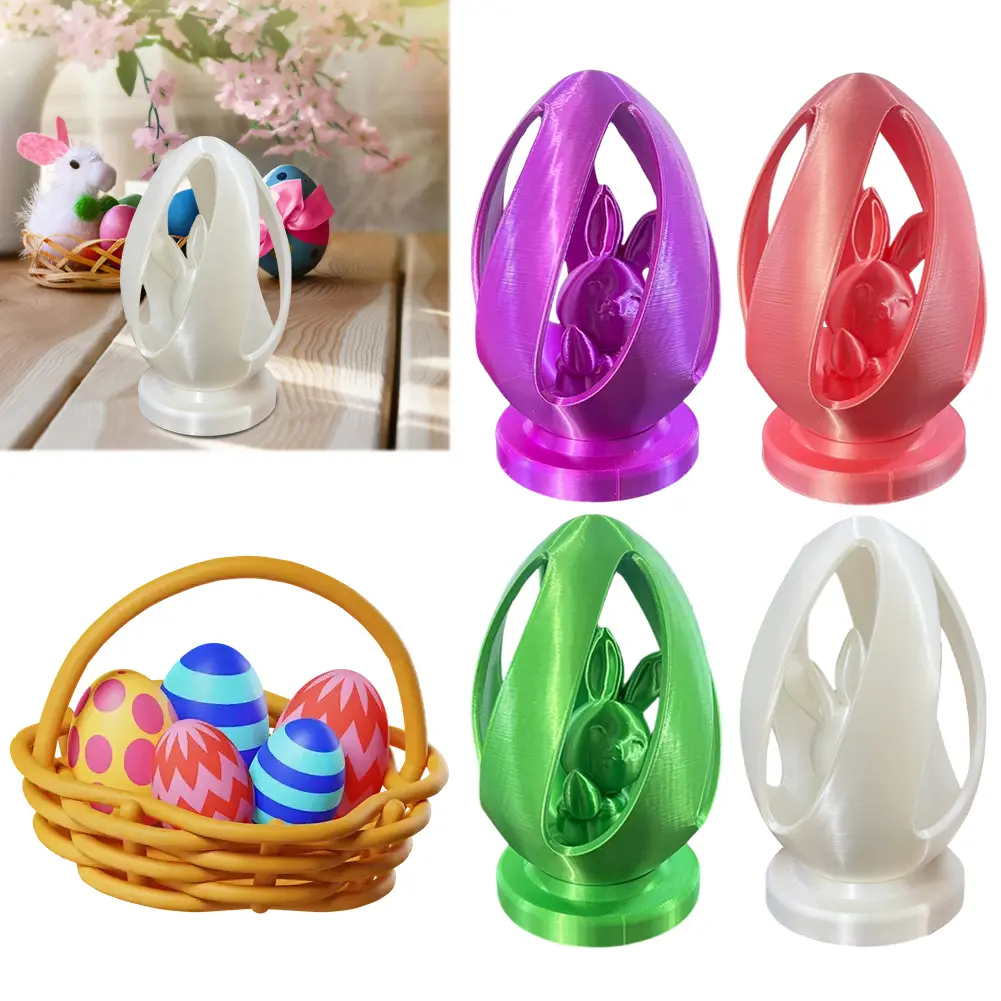 Easter Egg Wıth Rabbit Miniature Decorative Egg 3D Printed Model Rabbit Figurine Miniature Easter Egg Home Living Room Decor