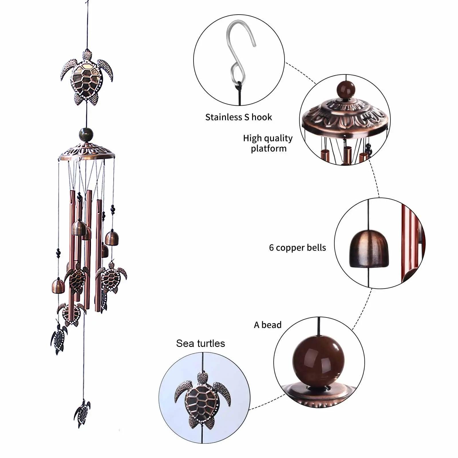 Animal Wind Chime Outdoor, Wind Bell Tubes, for Home, Patio, Porch, Garden, Yard